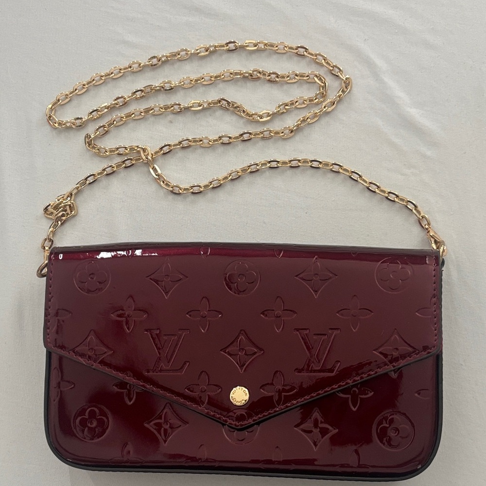Louis Vuitton Burgundy Crossbody with Gold Chain